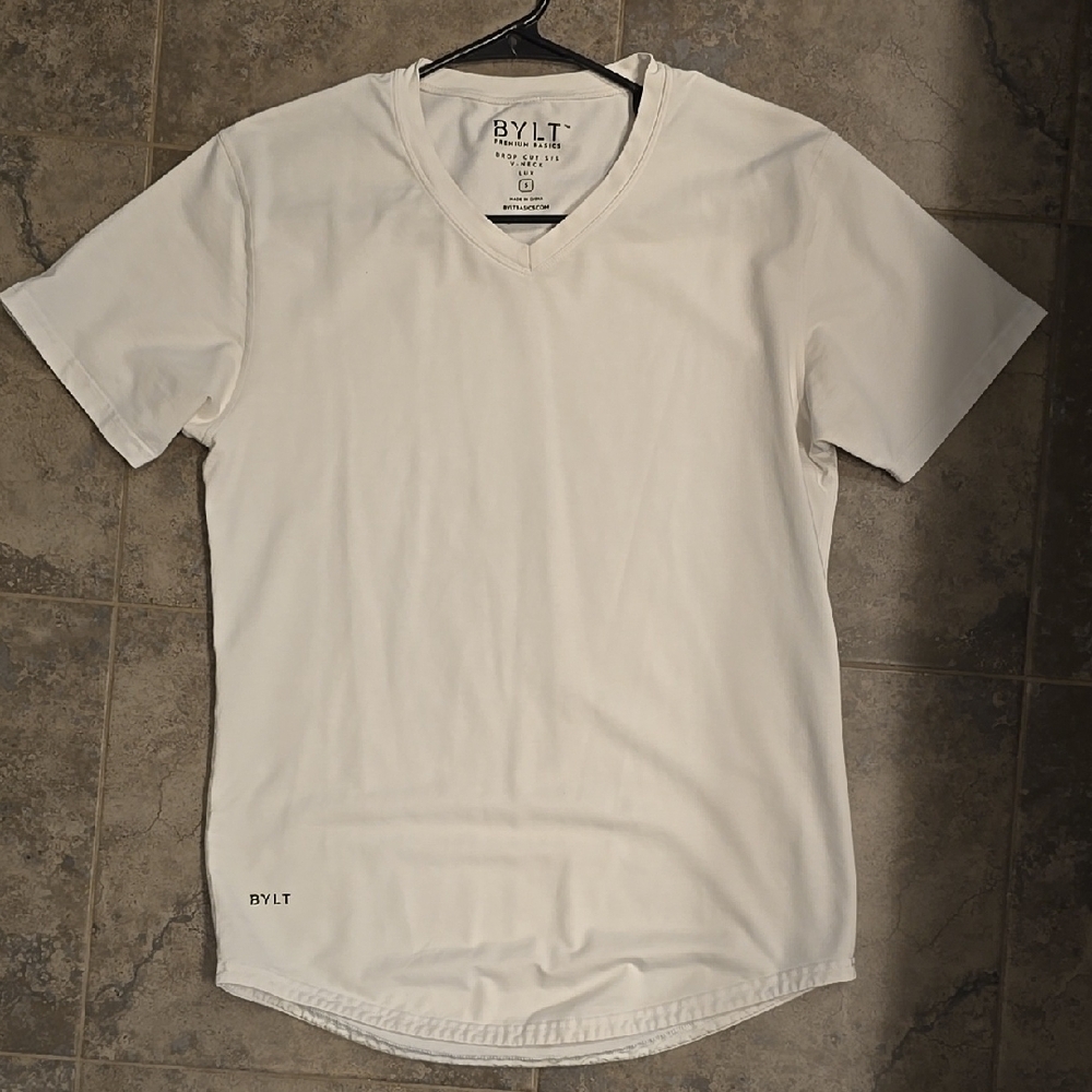 Men's Bylt Lux Drop Cut White V Neck T-Shirt